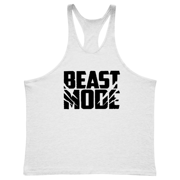 white BEAST MODE Workout Stringer Tank Tops