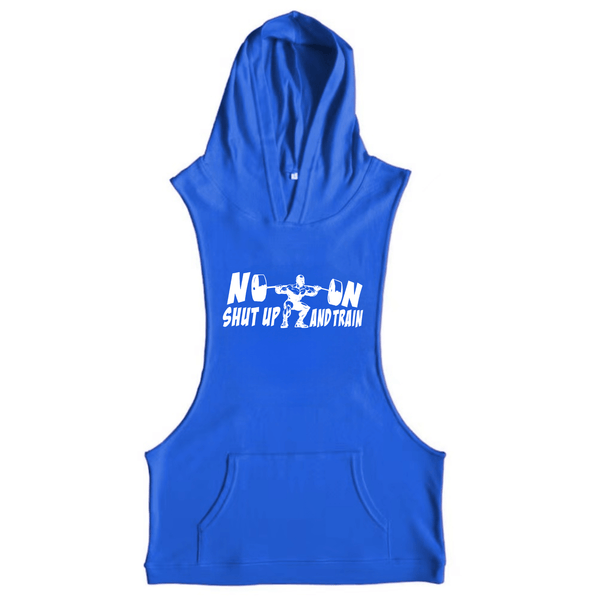 blue SHUT UP AND TRAIN GYM Sleeveless Hoodies