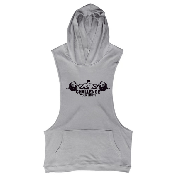 grey Challenge Your Limits Sleeveless Hoodie Tank Tops