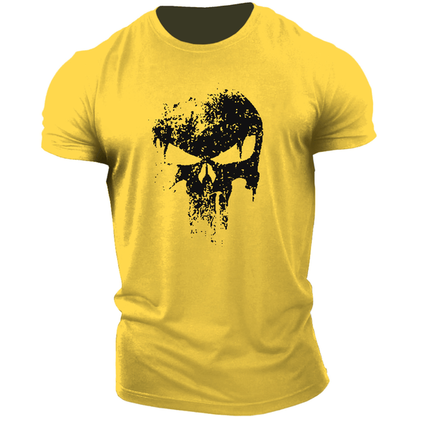 yellow Men's Skull Graphic  T-Shirts