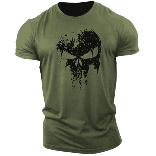 navy green Men's Skull Graphic  T-Shirts