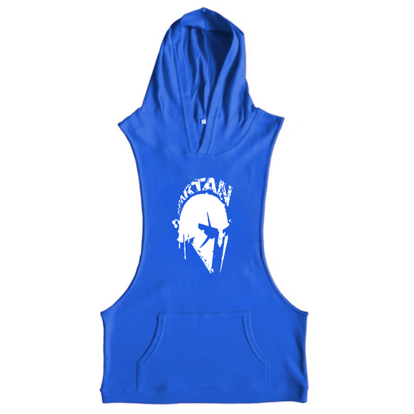 blue Spartan Sleeveless Hoodie Tank Tops