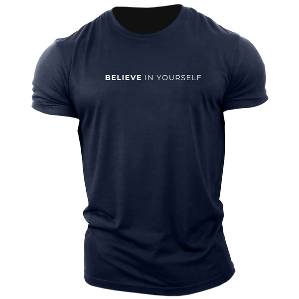 navy blue BELIEVE IN YOURSELF Inspirational T-shirt/Tees