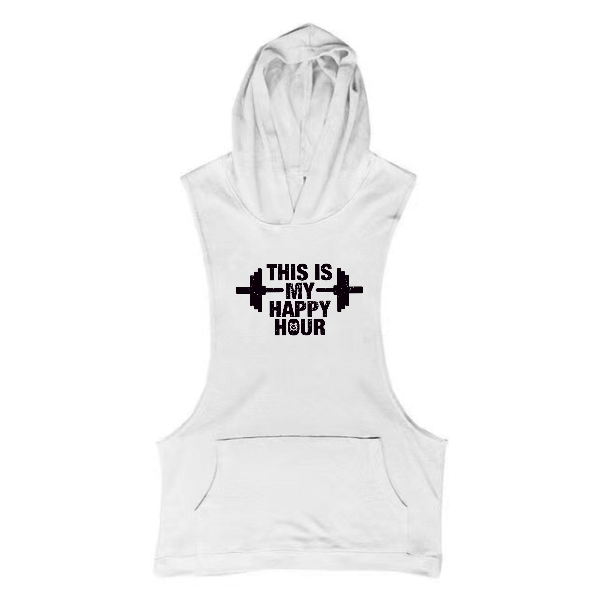 white This is My Happy Hour Sleeveless Hoodie Tank Tops