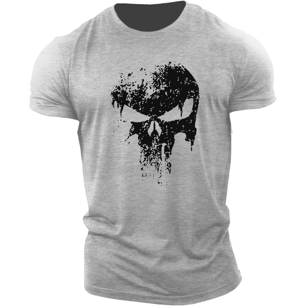 sport grey Men's Skull Graphic  T-Shirts