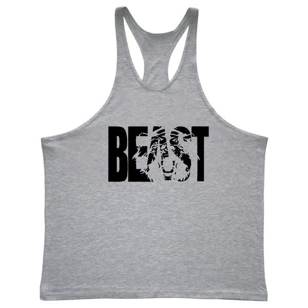 BEAST Graphic Fitness Stringer Tank Tops