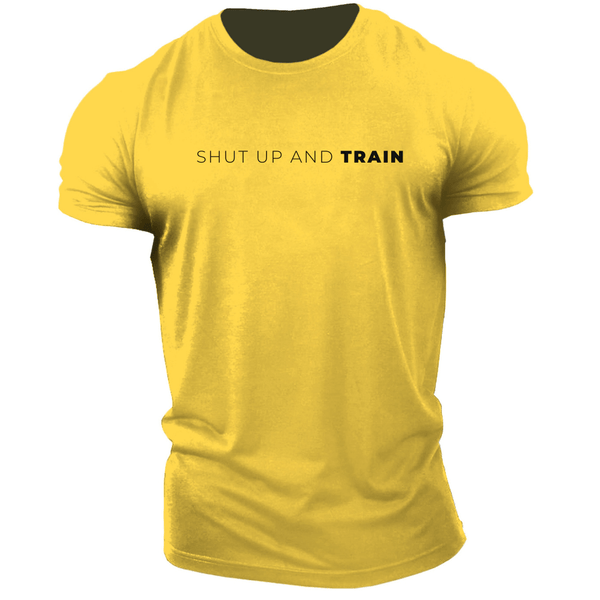 yellow Men's SHUT UP AND TRAIN T-shirt