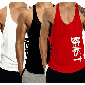 3 PACK Beast Printed Workout Tank Tops Stringers